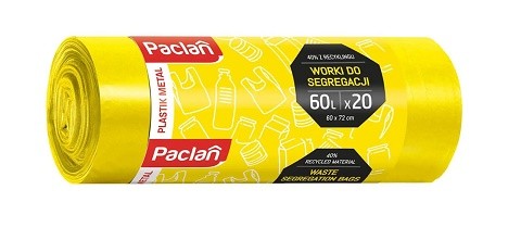 Sáčky do koše 60l žluté 20ks /11mi Sáčky do koše 60l žluté 20ks /11mi - Úklidové a ochranné pomůcky Obalový materiál Sáčky do koše 40l - 120l